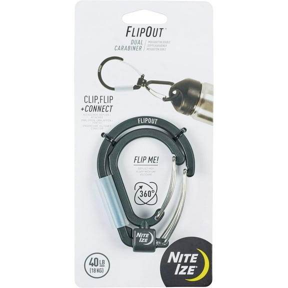 Nite Ize FlipOut Dual Carabiner 360-Degree Swivel 40-lb Working Load
