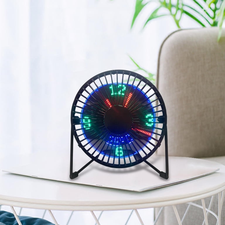 LED USB Clock Fan With Real Time Clock Display Function Summer Home Desk Fan 4 Inch Temperature