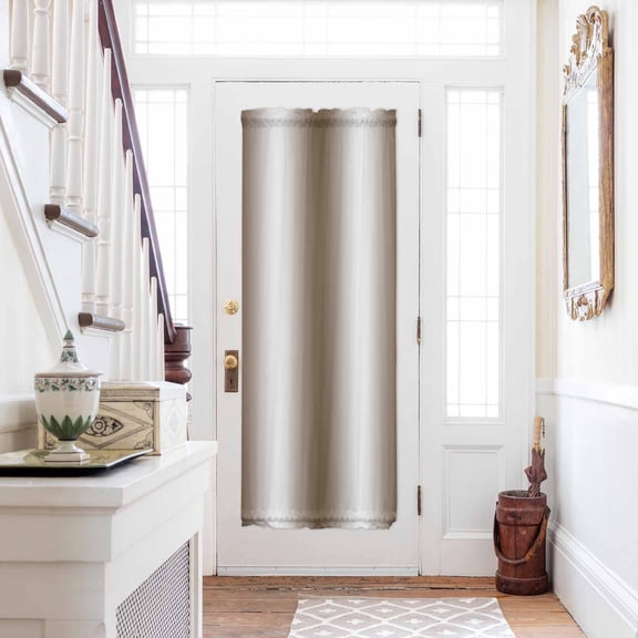 Brown White Ombre Door Curtains for Door Window, French Sidelight Front Back Door Curtains With Tieback, Vintage Minimalist Country Gradient Kitchen Rod Pocket Drapes Panel, 25"x72"