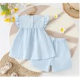 thumbnail image 4 of Girls' Floral Summer Playwear Set Short Sleeve Bow Outfit Play Clothing Matching, 4 of 6
