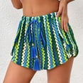 thumbnail image 2 of Womens Shorts Casual,Boho Knit Striped Crochet Shorts Beach Shorts for Women Summer Elastic High Waisted Outdoor Casual Shorts with Pockets, 2 of 6