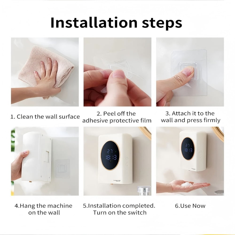 Automatic Soap Dispenser 480ml Smart Sensing Touchless Foam Soap Dispenser USB Recharging Wall Mounted for Bathroom and Kitchen(White)