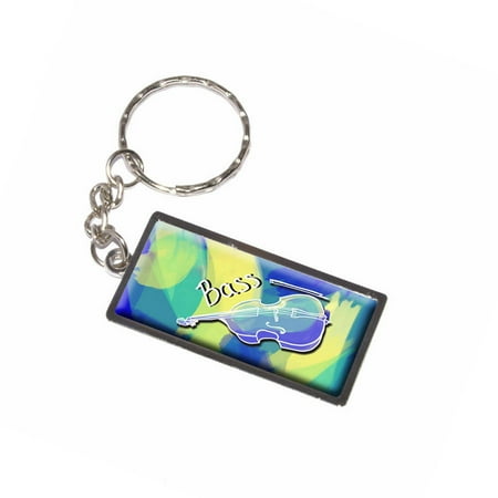 String Bass Upright Bass Musical Instrument Music Strings Band Orchestra Blue Keychain Key Chain Ring
