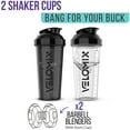 thumbnail image 2 of VELOMIX -2 Pack- 28 oz Protein Shaker Bottles for Protein Mixes - 2x Wire Whisk | Leak Proof Shaker Cups for Protein Shakes | Protein Shaker Bottle Pack | Shakers for Protein Shakes C23, 2 of 3