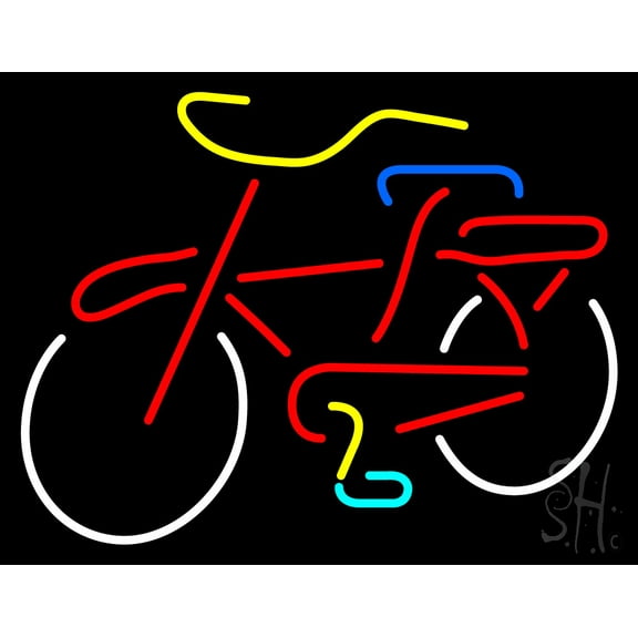 Bicycle LED Neon Sign 15 x 19 - inches, Clear Edge Cut Acrylic Backing, with Dimmer - Bright and Premium built indoor LED Neon Sign for automotive store, and mall.