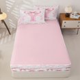 thumbnail image 4 of Catabedysis Pink Rose Initial Y Zipper Twin Comforter Sets with Fitted Sheet and 2 Pillowcases,Girly Bowknot ABC Themed Zipper Bedding Set For Girls,Pink Reversible,4-Piece, 4 of 7