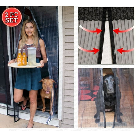 2 Set Magnetic Mesh Screen Door Magic Door Screen Portable Walk Through Screen Door Deluxe