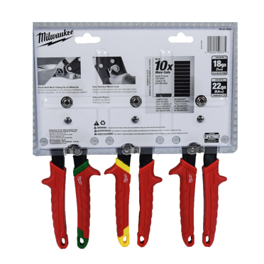 Milwaukee Aviation Snip Set, 2-Piece, Left & Right Cut, 10" Length, Cuts Up To 18 Gauge Mild Steel, Ergonomic Grips