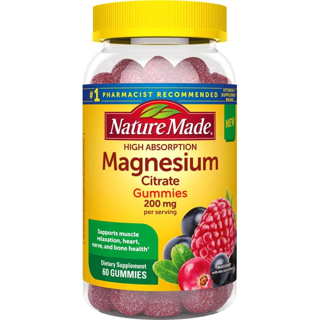 Nature Made Magnesium Citrate Gummies Mixed Berry 200 mg 60 Gummies