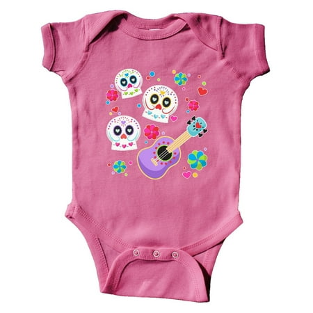 

Inktastic Day of the Dead Owl Sugar Skulls and Guitar Gift Baby Boy or Baby Girl Bodysuit