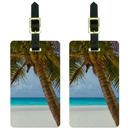 - Tropical Palm Tree Ocean Beach Luggage Tags Suitcase Carry-On ID, Set of 2