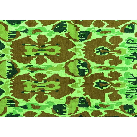 Ahgly Company Indoor Rectangle Abstract Green Modern Area Rugs, 5' x 7'
