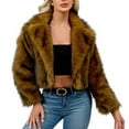 thumbnail image 2 of Delliss Women's Long Sleeve Trendy Winter Faux Fur Crop Jacket Brown XL, 2 of 9