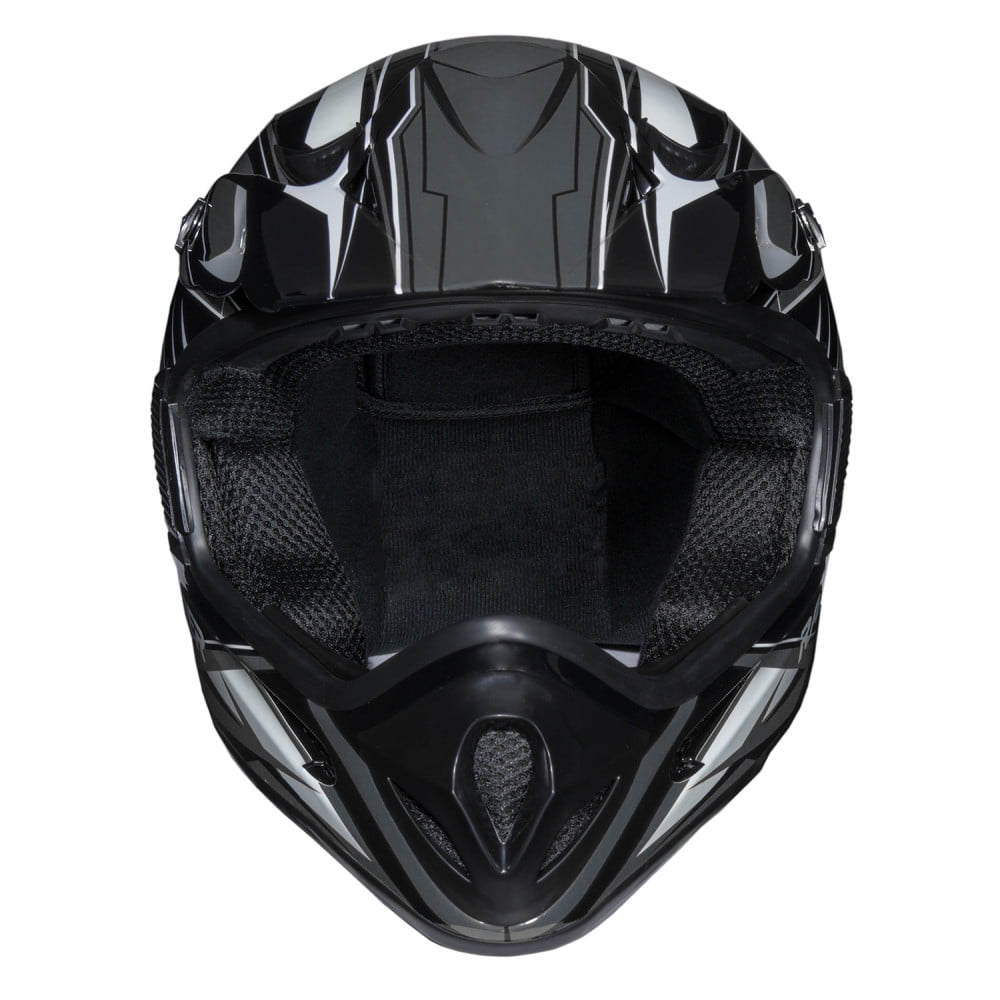 Raider Motocross RX1 Open Face Helmet DOT Approved - Black/Silver - Small