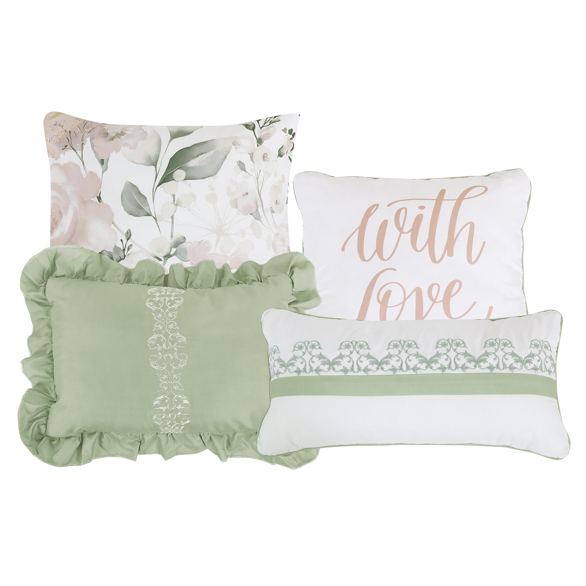 EvJk 7-Piece Luxury Comforter Set, Rich Print with Embroidered Borders, King