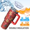 thumbnail image 5 of Red Christmas Gingerbread Man Pattern Tumbler with Handle and Lid,40oz Double Wall Vacuum Insulated Tumbler,Cups Gift for Women and Men, 5 of 7