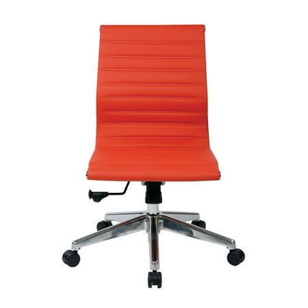 Office Star OSP Furniture Armless Faux Leather Office Chair in Red