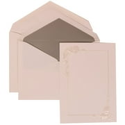 JAM Paper Wedding Invitation Set, Large, 5 1/2 x 7 3/4, White Card with Silver Lined Envelope and Seashell Border Set, 50/pack
