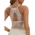 thumbnail image 3 of INSPIRE CHIC Women's Lace Mesh Back Open Adjustable Spaghetti Strap Fixed Cup Light and Breathable Camisole XL White, 3 of 5
