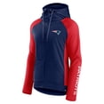 thumbnail image 2 of Women's Fanatics Navy/Red New England Patriots End Around Lightweight Raglan Full-Zip Hoodie Jacket, 2 of 3