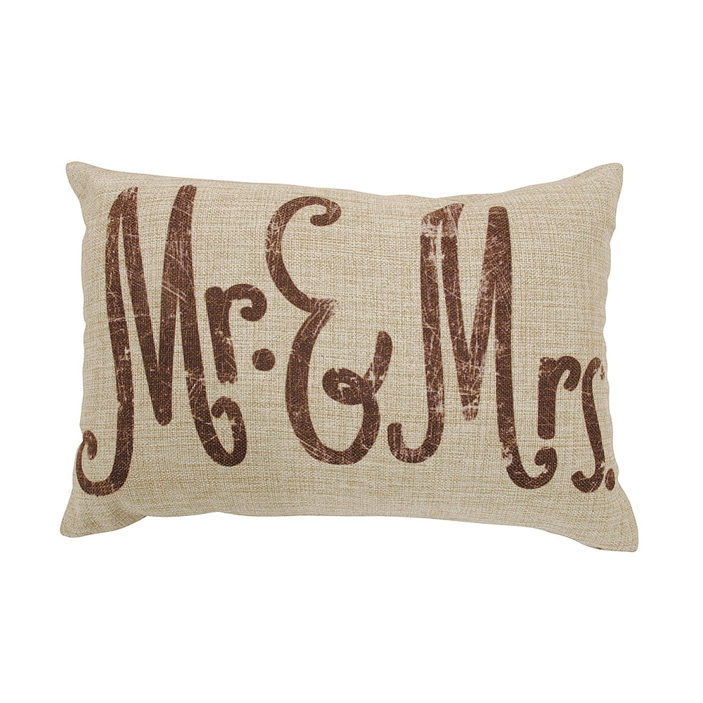 Creative CoOp Linen 'Mr and Mrs' Pillow