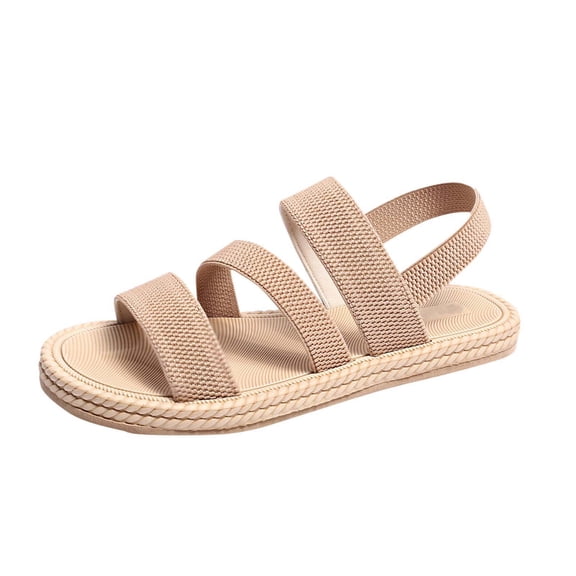 Beige Womens Beige Wrap Around Flat Sandals With Comfortable Design For Summer Vacation Casual Fashion Footwear
