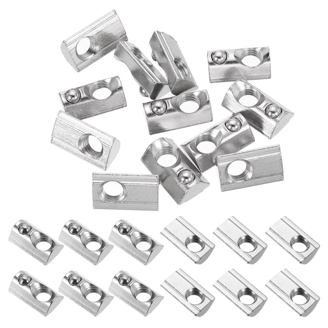 M8 Demi-Rond Rouleau en Ressort Écrous en T Série 4040 Acier au Carbone Fente en T Écrous à Ressort Argent, 12 Pcs