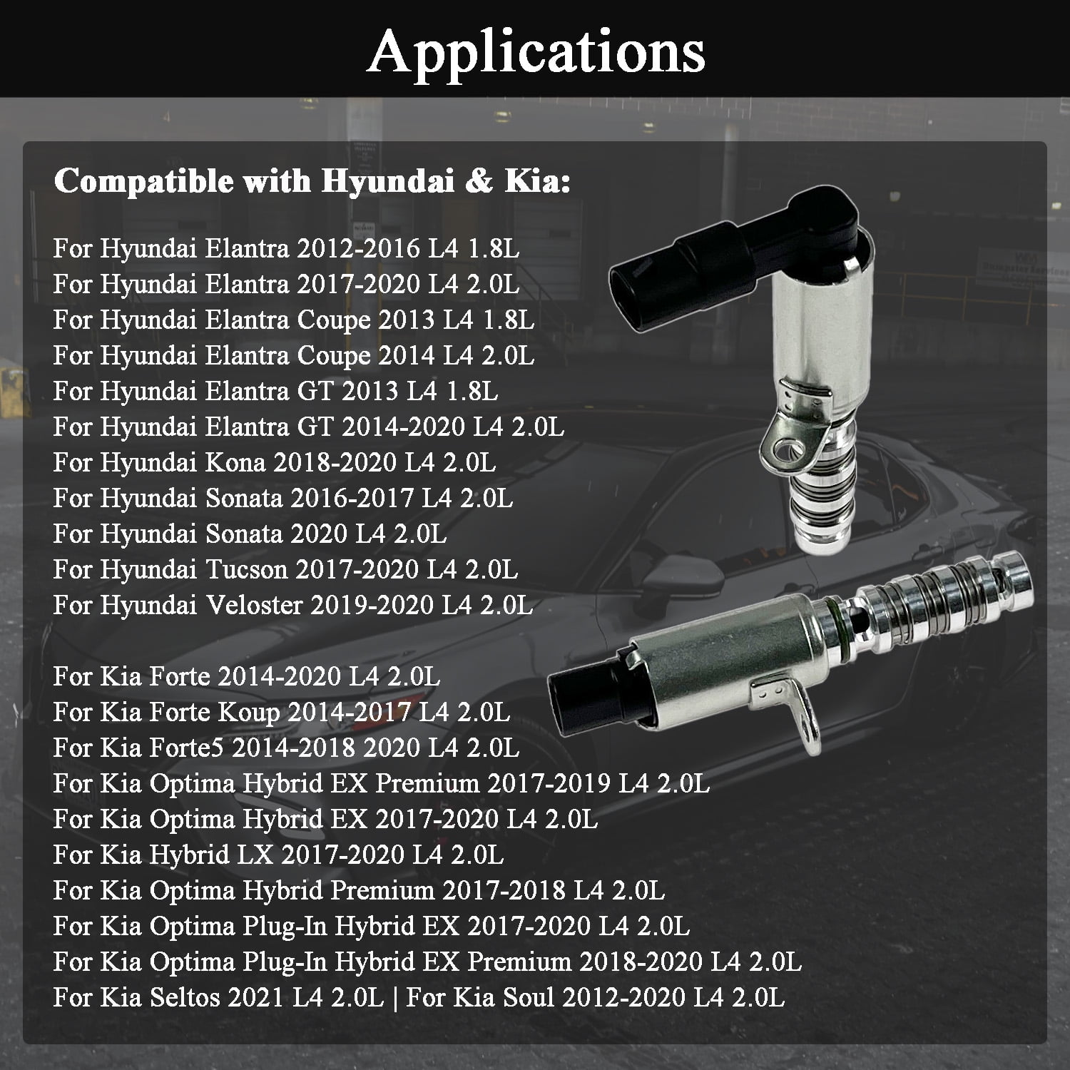 2PCS Engine Variable Valve Timing Solenoid VVT Intake & Exhaust Camshaft Position Actuator for 2012-2024 Hyundai Elantra/Kia Forte/Soul/Tucson 1.8L 2.0L, Replaces 243752E100 243552E100 918-033 918-03