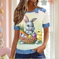 thumbnail image 3 of Craaazy Short Sleeve Sweatshirts for Women Loose Fit Easter Cute Rabbit Egg Prints Summer Short Sleeve Collar Clothing Gifts, 3 of 6