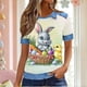 thumbnail image 1 of TaTaai Women's Classic Waffle Short Sleeve Point Collar Easter Motif Top Summer Casual Office Blouse Timeless Loose Fit Plus Size Gift, 1 of 6