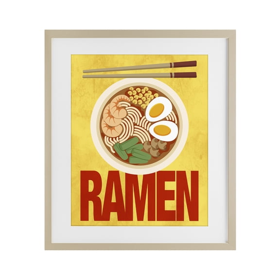 Stupell Industries Bright Ramen & Chopsticks Birch Framed Print Under Glass, design by Marcus Prime