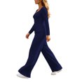 thumbnail image 4 of Edvintorg Rompers for Women One Piece Square Neck Long Sleeve Loose Casual Jumpsuit with Wide Leg Pant Trendy Womens Clothes S-2XL Dark Blue, 4 of 7