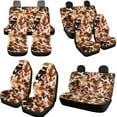 thumbnail image 3 of Garronmavis Brown Cow Print Car Seat Cover Set 11 Pack Vehicle Seat Cover with Lanyards Key Holder,Bottle Holder Pad,Cars Headrest Protector,Gear Shift Knob & Handbrake Cover, All Seasons Use, 3 of 7