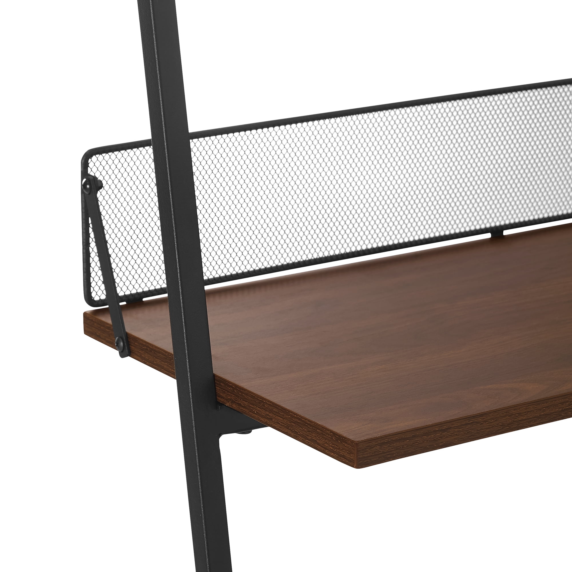 Manor Park Industrial Ladder Bookcase with 4 Shelves, Dark Walnut