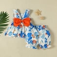 thumbnail image 4 of Toddler Girl Outfits 2 Piece Ruffle Floral Print Crew Neck Sleeveless Tank Top And Shorts Daily Wear Girls' Clothing Sets 9 Months-12 Months, 4 of 7