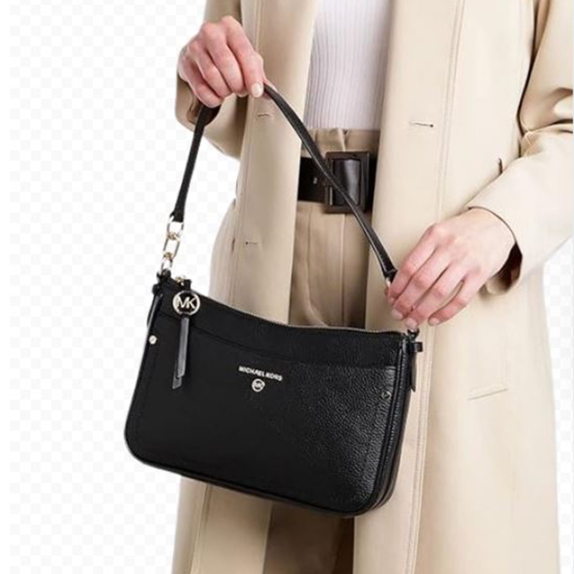 ☆Michael Kors☆ JET SET CHARM ショルダーバッグ ブラック♪ Michael Kors Womens Jet Set Charm Medium Top Zip Pochette