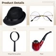 thumbnail image 3 of Conjunto de disfraz de detective Timcorr personaje novela clásico sombrero cazador accesorio pipa lupa, 3 of 5