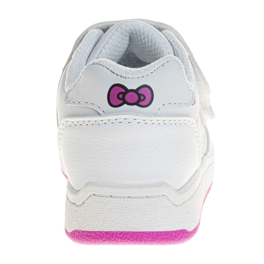 Hello Kitty Girls Hook And Loop Casual Sneakers. (Toddler Little Kids), Color: White Pink, Size: 7