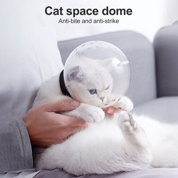 Lomubue Pet Supplies, Cat Hood Ball-shaped Anti-Licking Breathable Kitten Head Protective Cover, Transparent