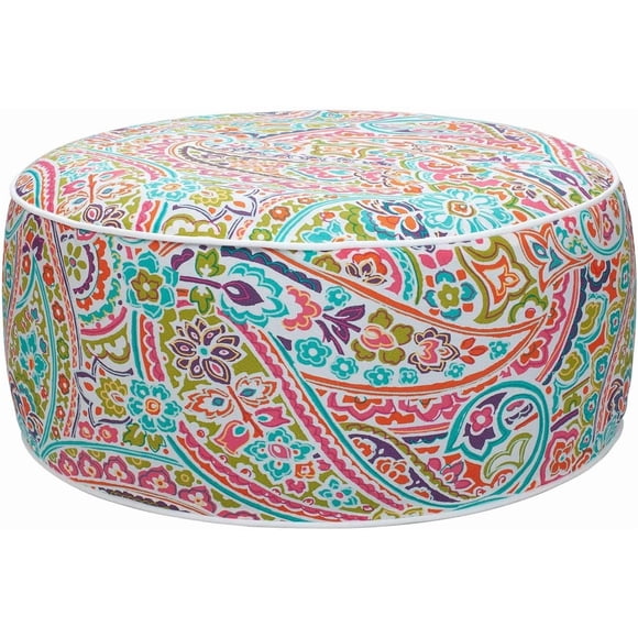 Inflatable Ottoman footrest Stool with Portable air Pump and Storage Bag, Used for Indoor or Outdoor, Camping or Home-Melora Paisley