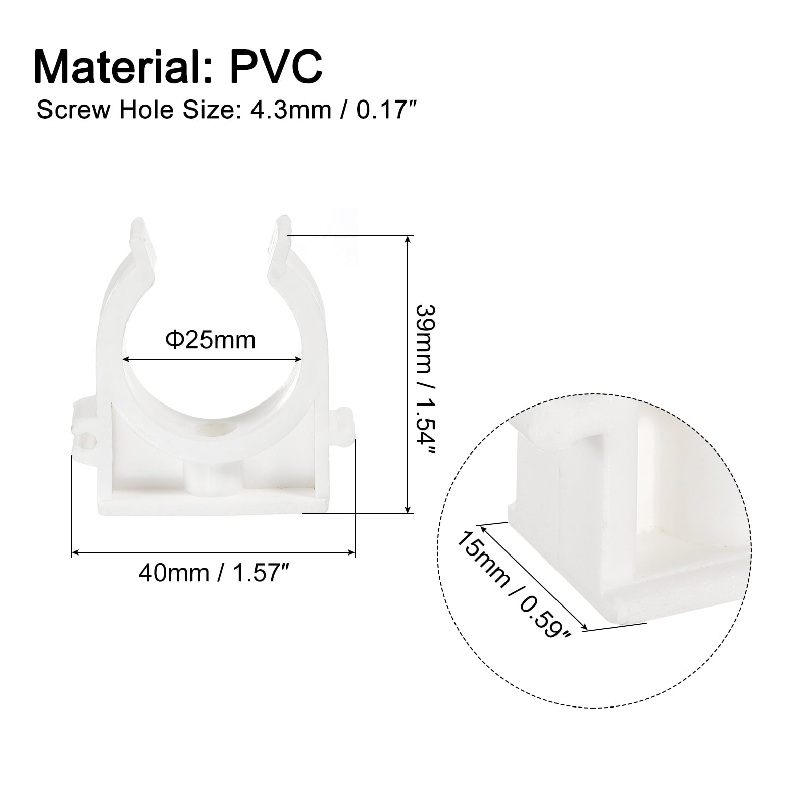 Water Pipe Clamps, 50 Pack Fit for 25mm(1") OD Hose U-Shaped Pipe Clamps Clips