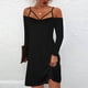 thumbnail image 2 of Vestido midi de manga larga con tirantes de color sólido de moda sexy casual para mujer Pompotops  hdfakjf4652, 2 of 5