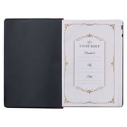 KJV Study Bible, Large Print Premium Full Grain Leather - Thumb Index, King James Version Holy Bible, Black/Burgundy (Hardcover)
