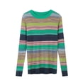 thumbnail image 2 of Sweet Rainbow Stripe Slim Fit Autumn Women's Sweater Basic Short Pullover Harajuku Knitted Sweater-Light Green-S, 2 of 7