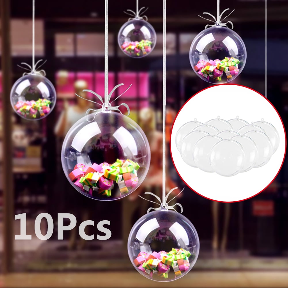 10 Pack Clear Plastic Fillable Ornaments Christmas Ornament Balls For  Crafts Fillable Transparent DIY Fillable Acrylic Crafts Ball Kit For  Christmas Wedding Party And Home Decorati 