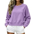 thumbnail image 2 of Women Cropped Sweatshirts Crew Neck Sweatshirt Raglan Long Sleeve Pullover Rib Cuff Side Pocket Fall Tops, 2XL, 2 of 4