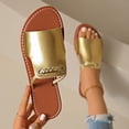 thumbnail image 4 of Womens Gold Slide Sandals Open Toe Comfortable Braided Strap Flat Casual Beach Everyday Shoes,Size 9.5, 4 of 9