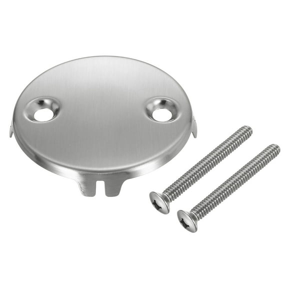 Bathtub Drain Overflow Plate, Universal Dual Hole Tub Drain Cover with Screw for Most Standard Bath Tub Drains Bathroom Household, Silver