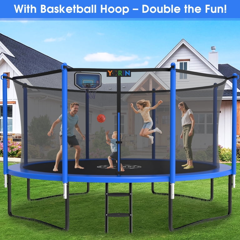 PILIN Trampolín De 145 Cm Con Canasta De Baloncesto – Juego Completo Con Red De Seguridad, Muelles Galvanizados Y Colchoneta Reforzada Para Niños De 1 A 8 Años