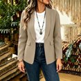 thumbnail image 5 of Jacket for Women Ndbuld Women's casual winter solid-color fitted lapel blazer cardigan top Coffee XXL, 5 of 6